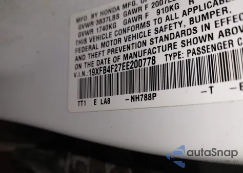 2014 Honda Civic Hybrid from USA, damaged, VIN 19XFB4F27EE200778